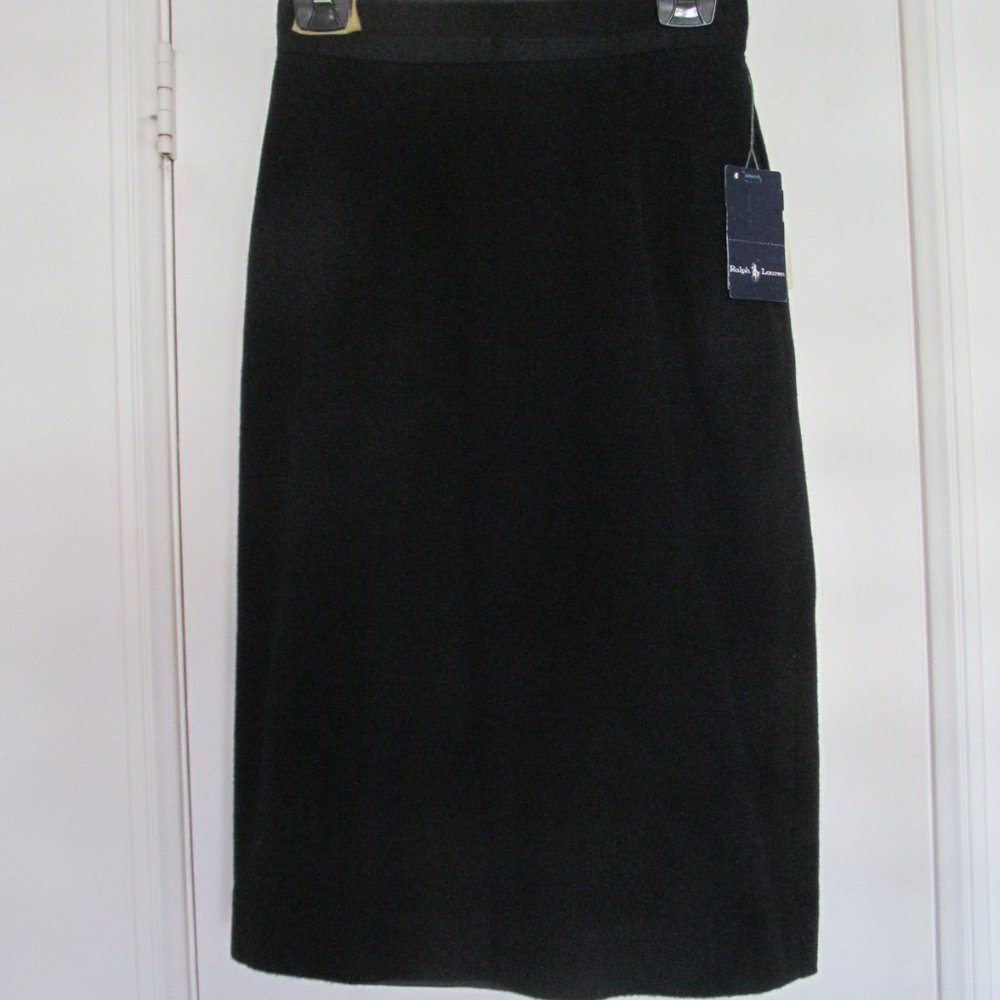 NWT RALPH LAUREN CASHMERE NAVY BLUE SKIRT SIZE 8
